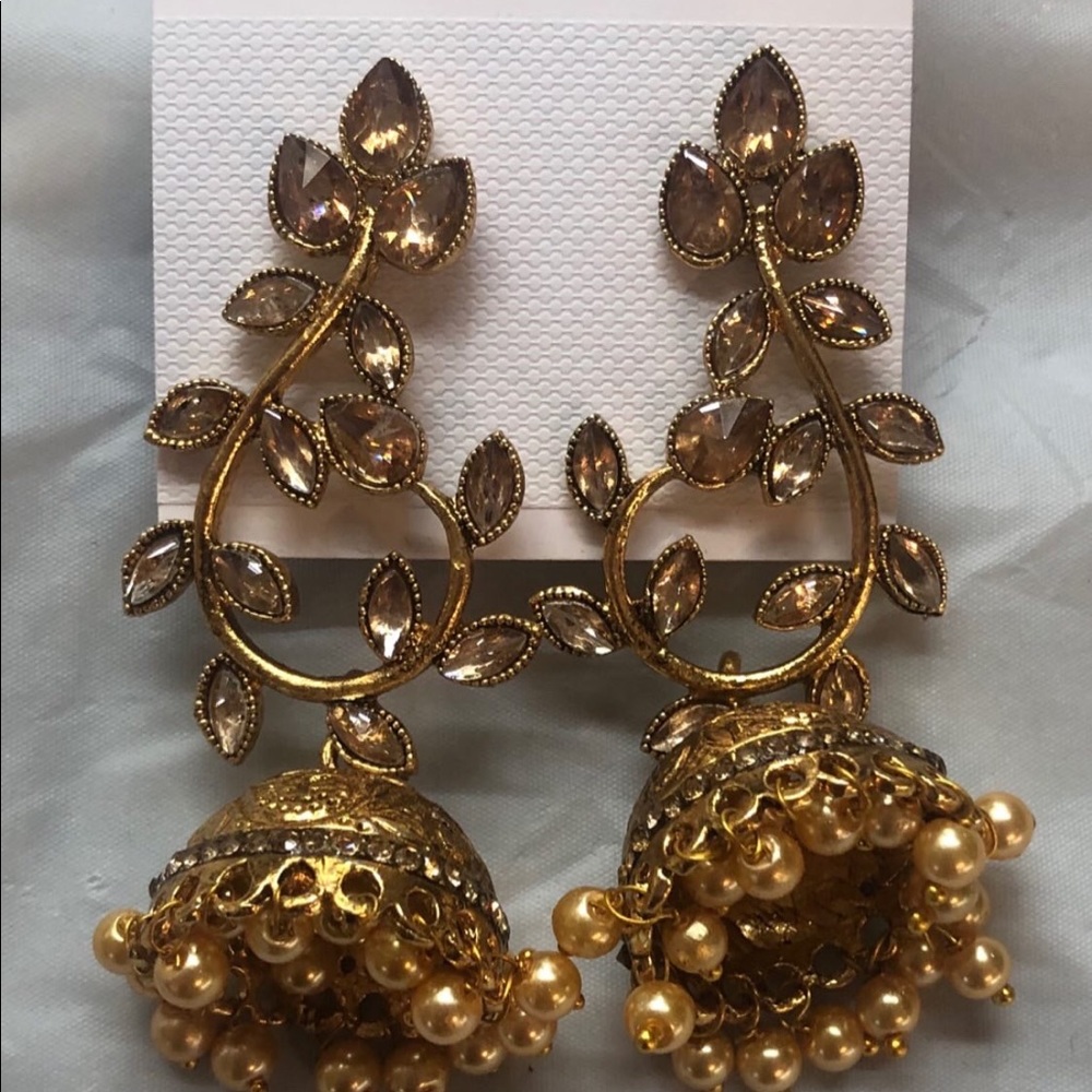 Gold Leaf Chandelier Earrings